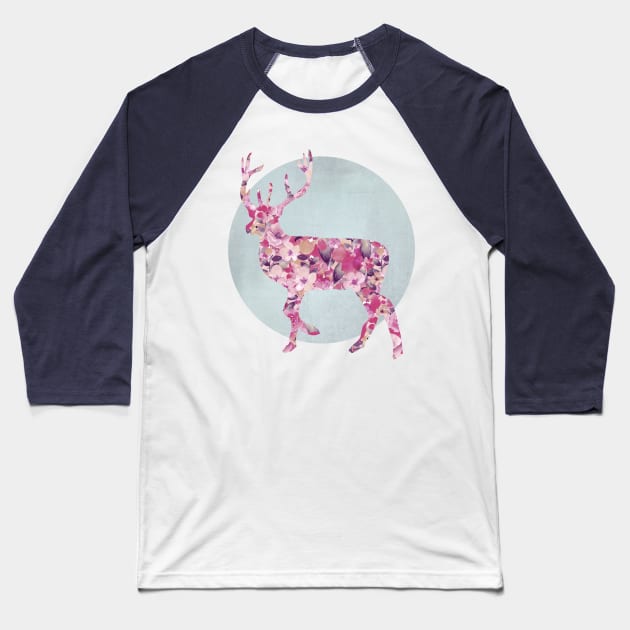 Floral Deer Baseball T-Shirt by LebensART